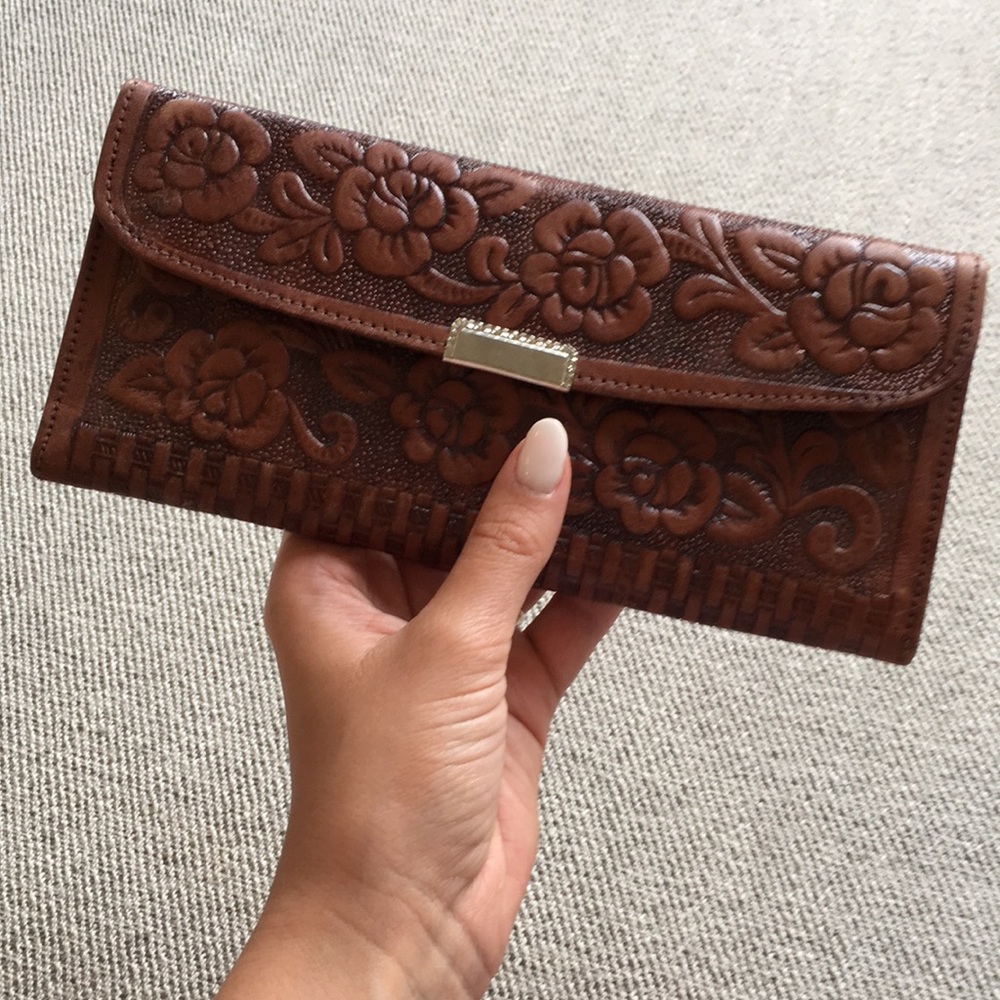 Floral Pressed Leather Wallet